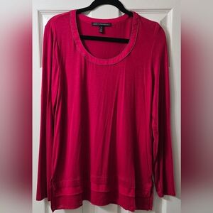 White House Black Market Red Long Sleeve  Top, Size M